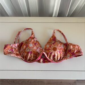 Vibrant Floral Underwire Bra - Pink and Orange